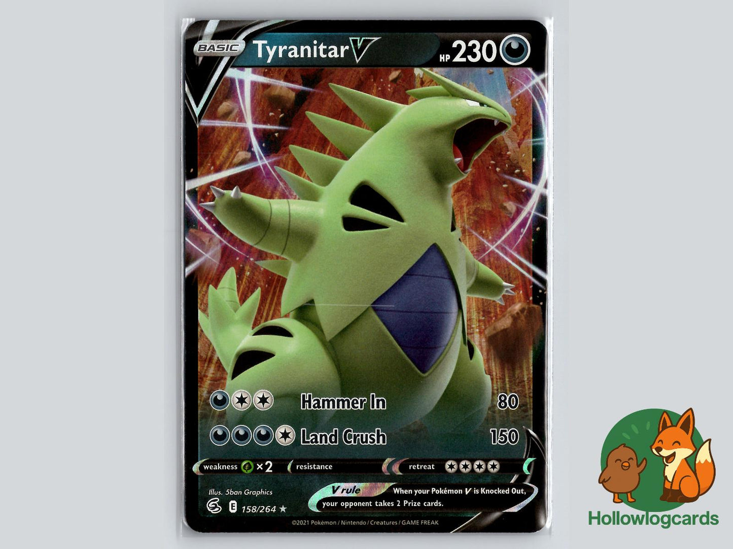 Tyranitar V (158/264) - Fusion Strike Pokémon Card