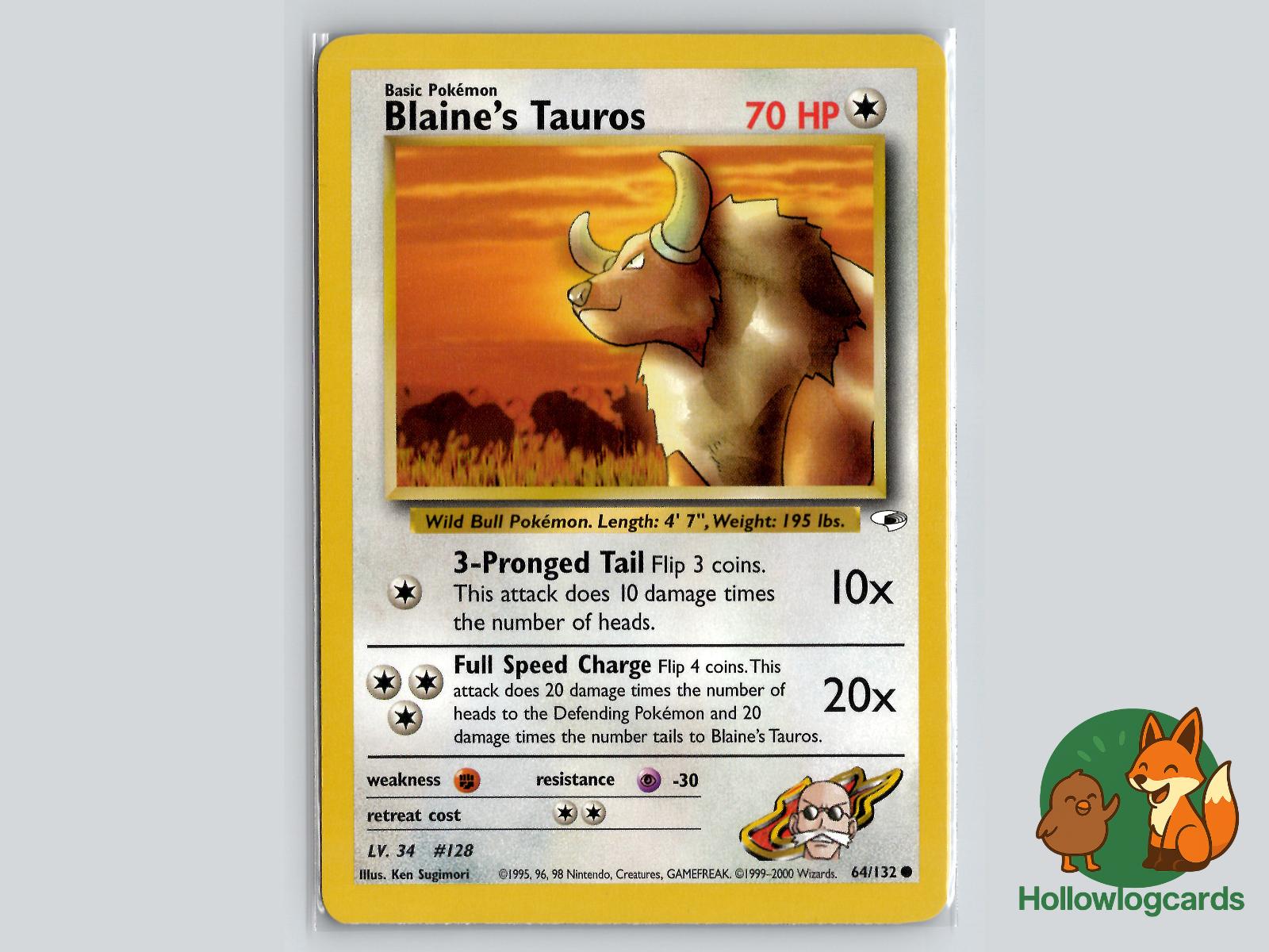 Blaine's Tauros (64/132) - Gym Heroes Pokémon Card