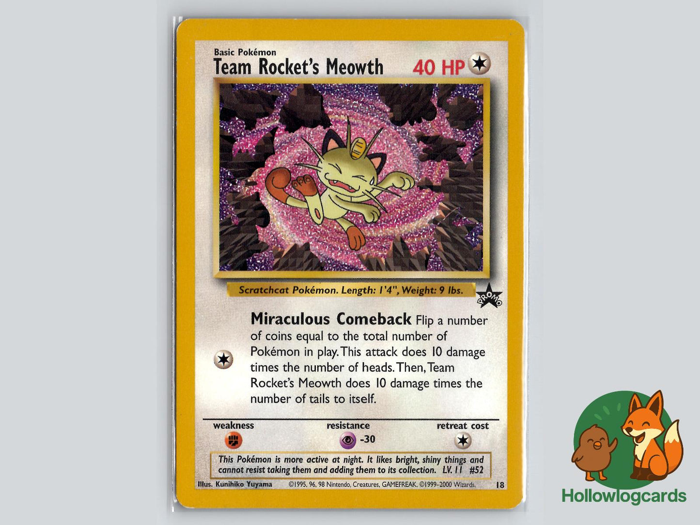 Team Rocket's Meowth (18) - Wizards Black Star Promos Pokémon Card