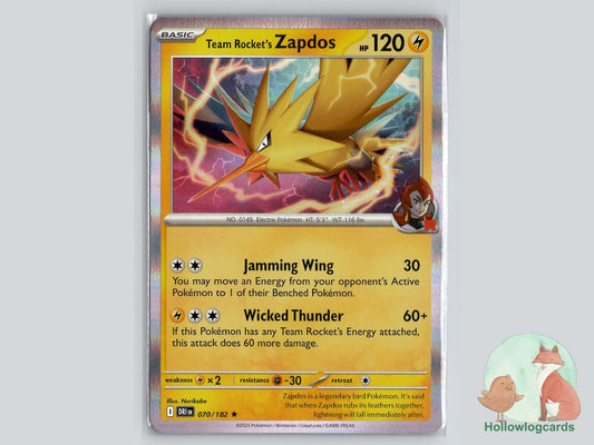 Team Rocket's Zapdos (070/182) - Destined Rivals Pokémon Card