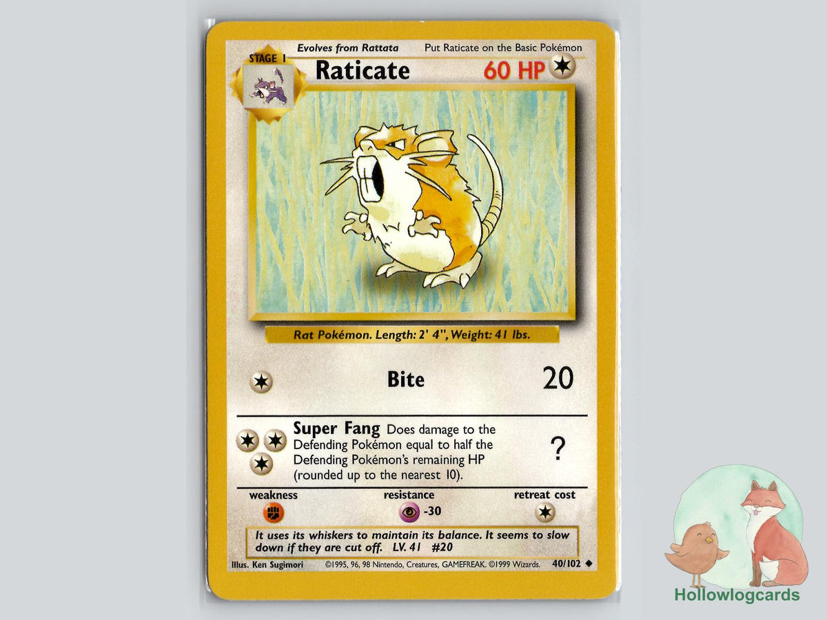 Raticate (40/102) - Base Pokémon Card