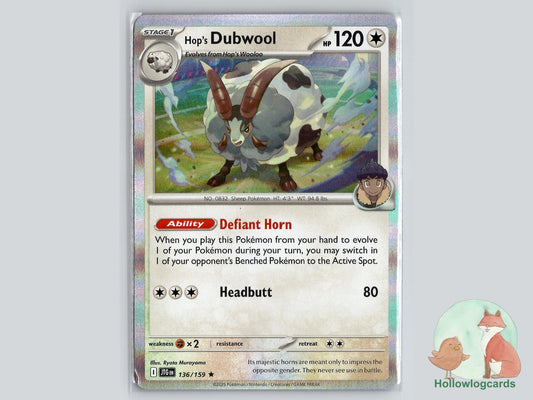 Hop's Dubwool (136/159) - Journey Together Pokémon Card
