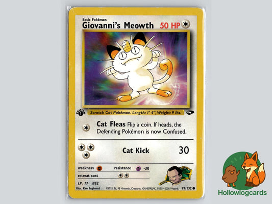 1st Edition Giovanni's Meowth (74/132) - Gym Challenge Pokémon Card