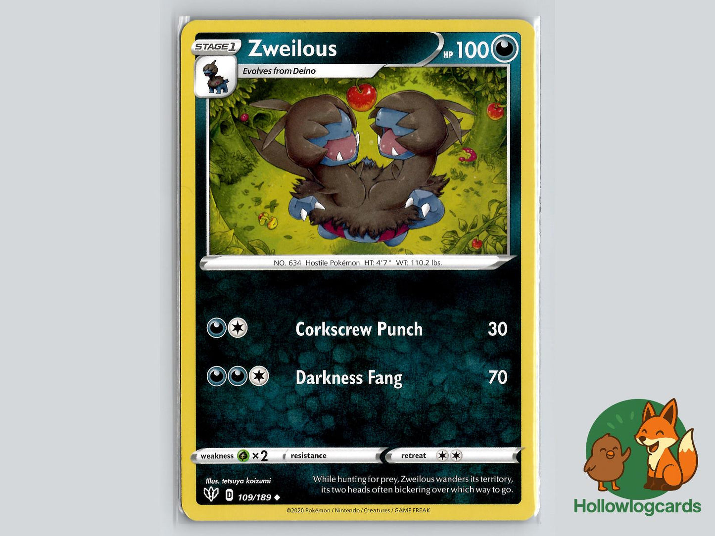 Zweilous (109/189) - Darkness Ablaze Pokémon Card