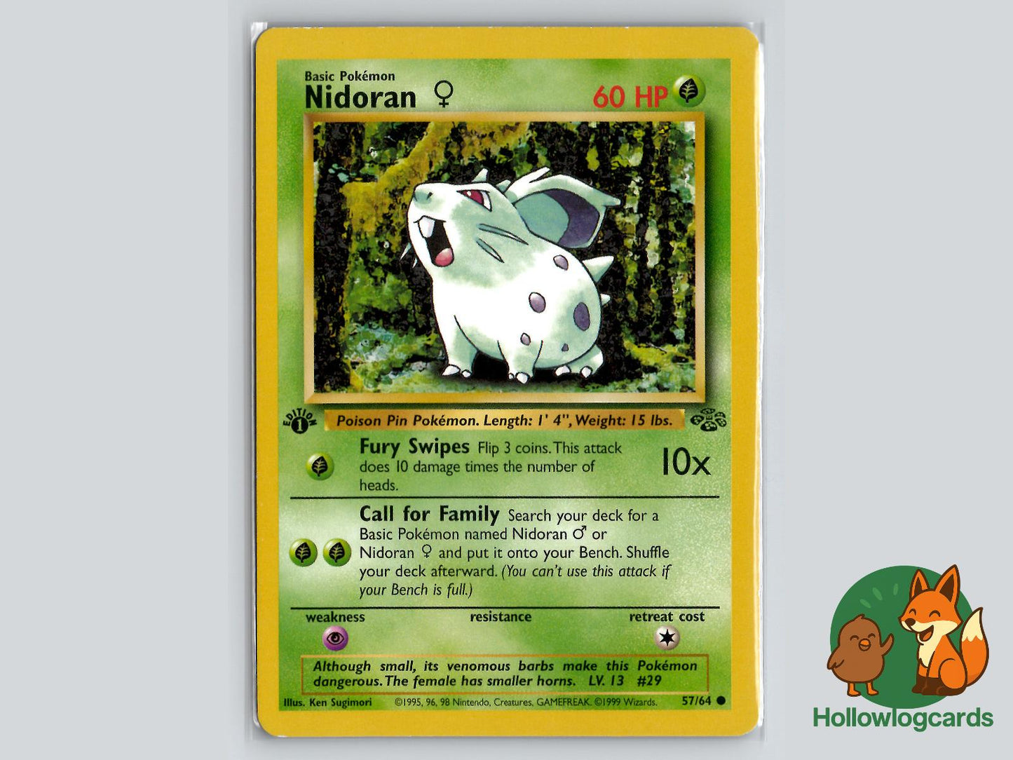 1st Edition Nidoran F (57/64) - Jungle Pokémon Card