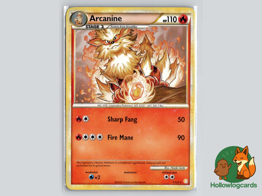 Arcanine (1/123) - HeartGold & SoulSilver Pokémon Card