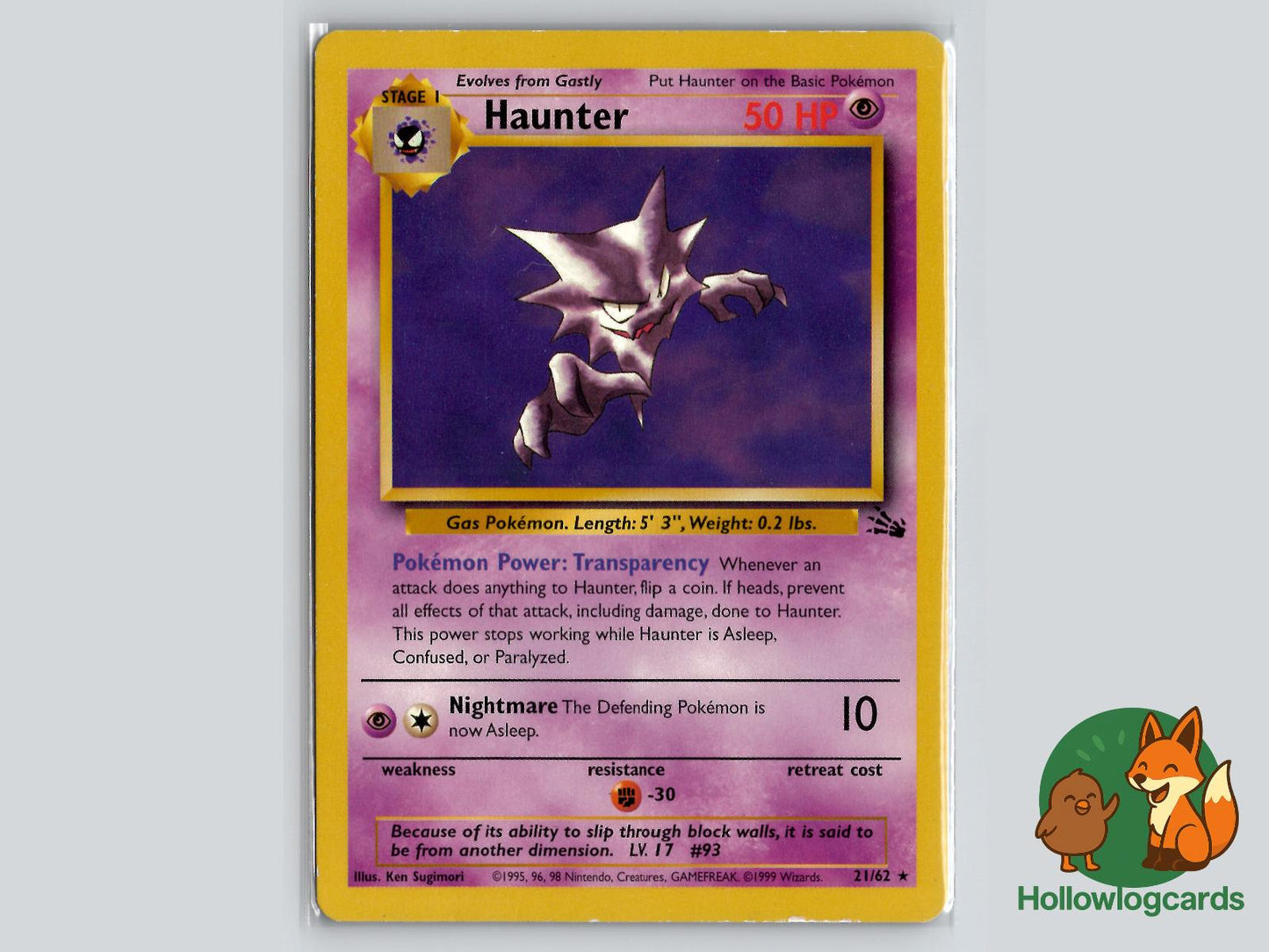 Haunter (21/62) - Fossil Pokémon Card
