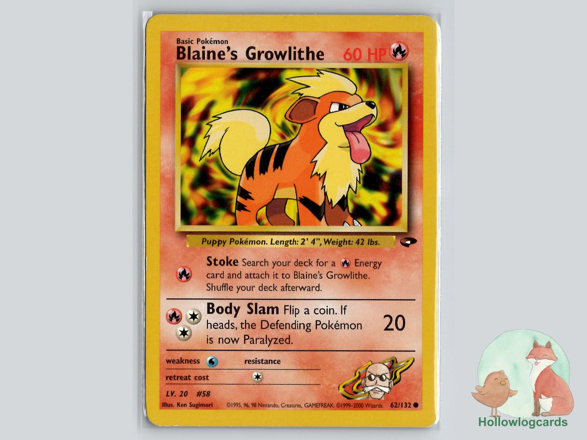 Blaine's Growlithe (62/132) - Gym Challenge Pokémon Card