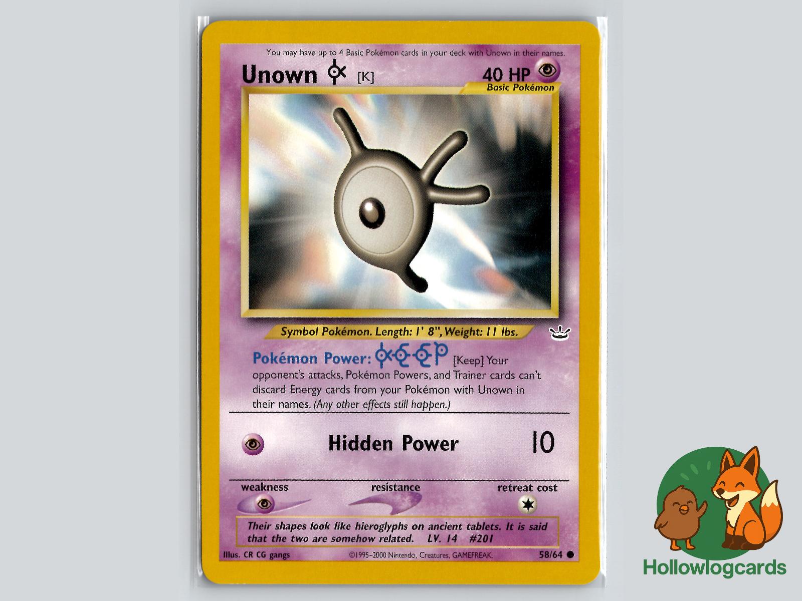 Unown [K] (58/64) - Neo Revelation Pokémon Card