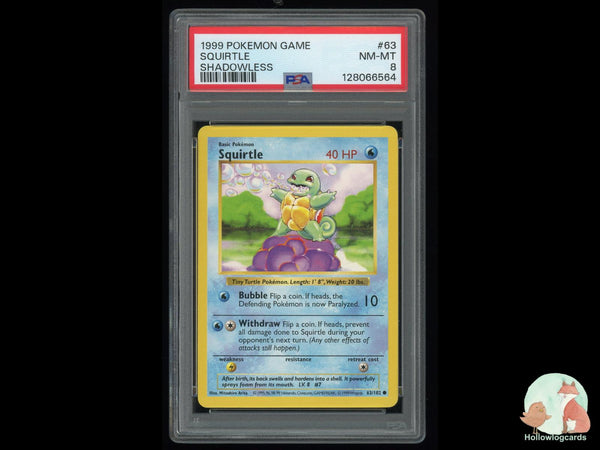 Graded Squirtle (63/102) Shadowless Game - PSA 8