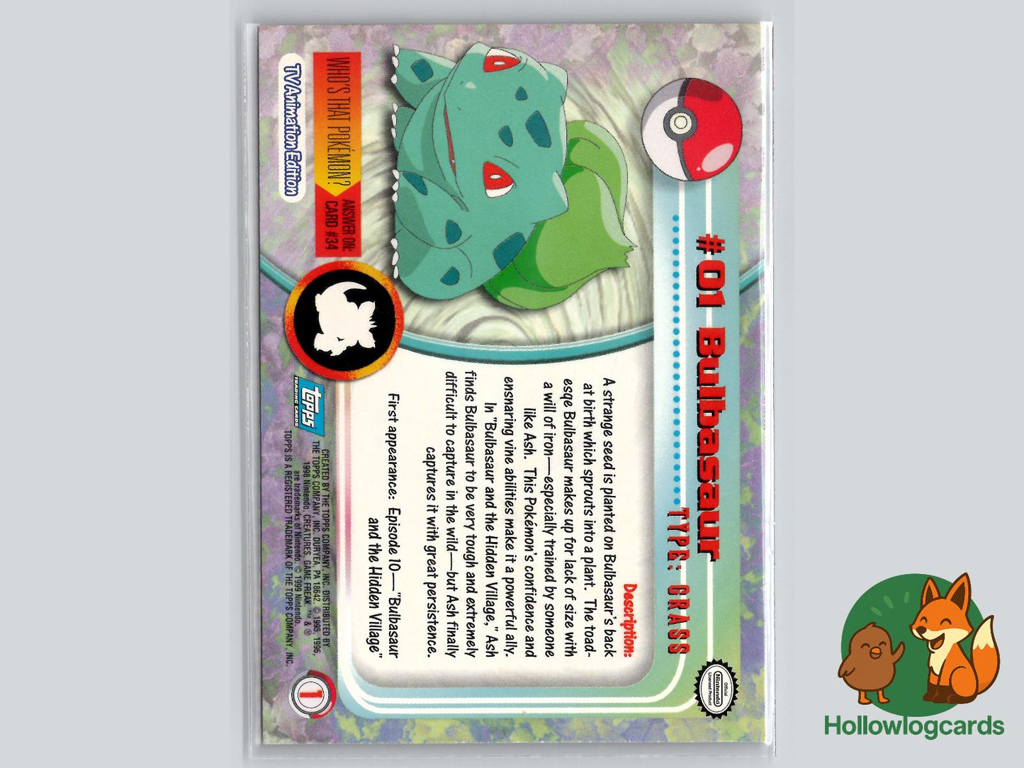 Bulbasaur (#1) - Topps Trading Cards Series 1