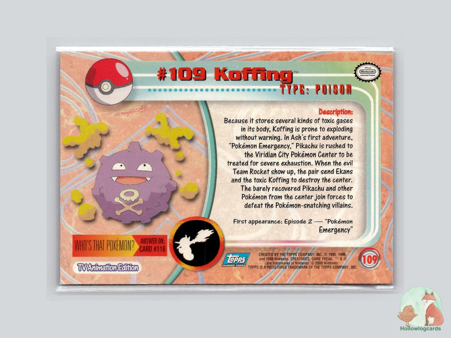 Koffing (#109) - Topps Trading Cards Series 2