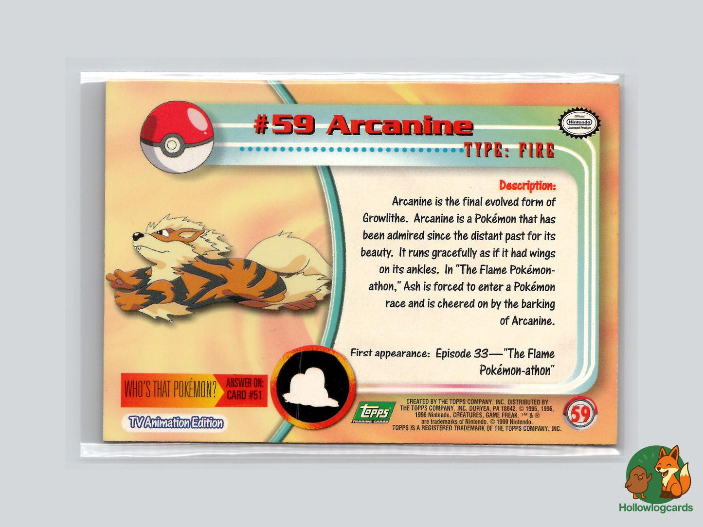 Arcanine (#59) - Topps Trading Cards Series 1