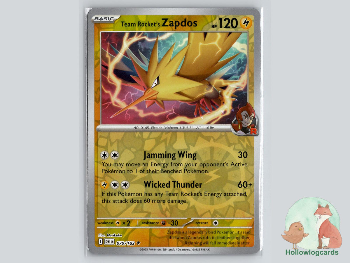 Team Rocket's Zapdos (070/182) - Destined Rivals Pokémon Card