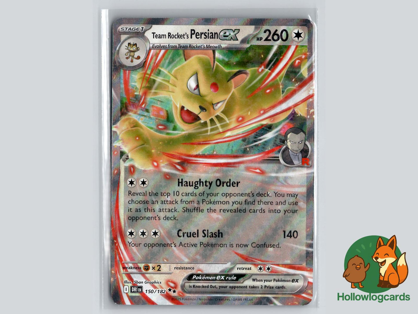 Team Rocket's Persian ex (150/182) - Destined Rivals Pokémon Card