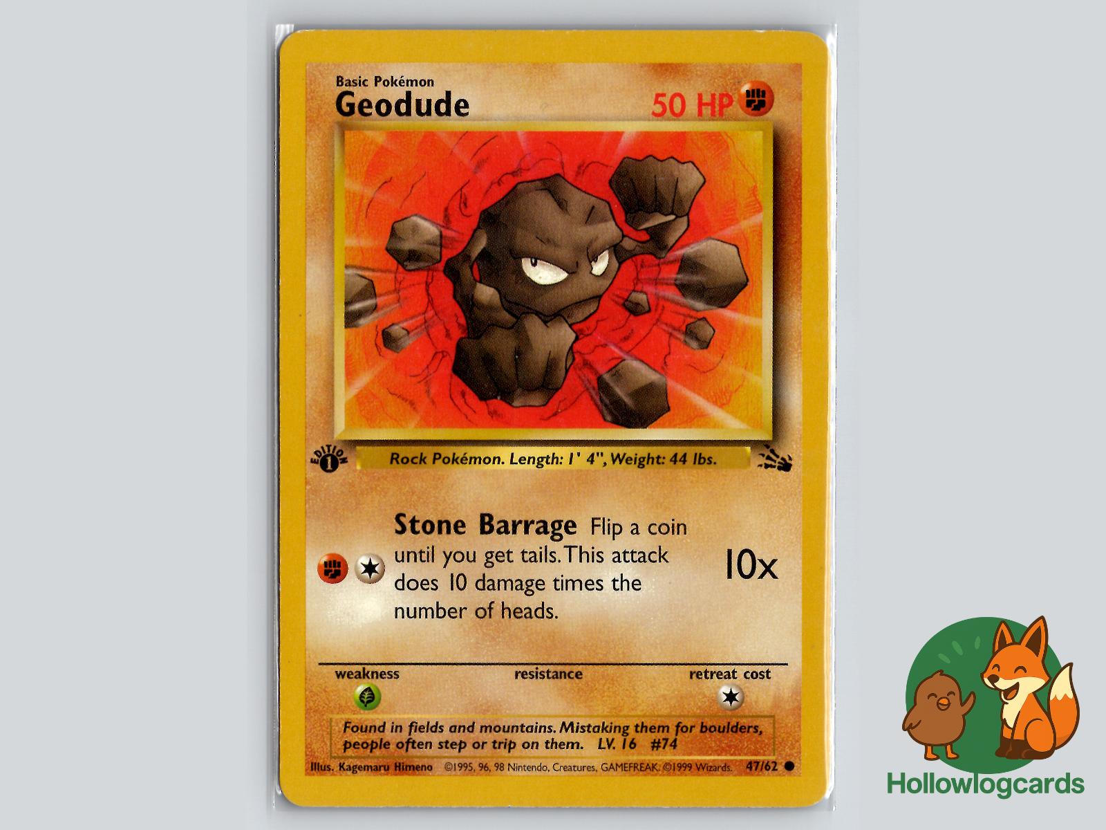 1st Edition Geodude (47/62) - Fossil Pokémon Card