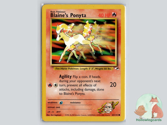Blaine's Ponyta (63/132) - Gym Heroes Pokémon Card