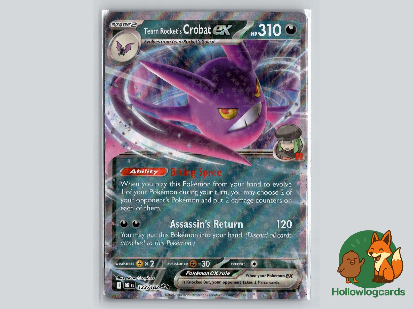 Team Rocket's Crobat ex (122/182) - Destined Rivals Pokémon Card