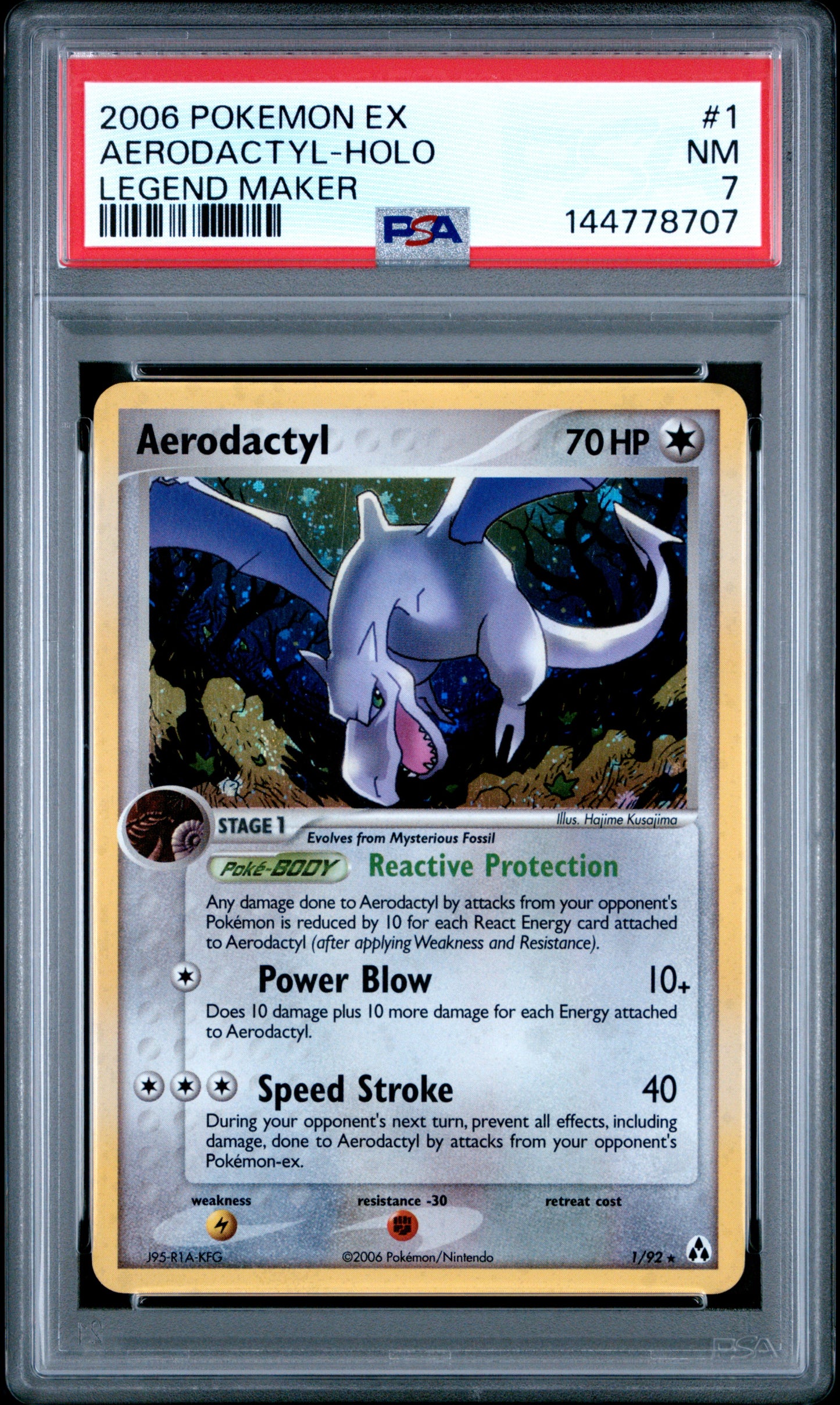 Graded Aerodactyl Holo (1/92) - Legend Maker - PSA 7