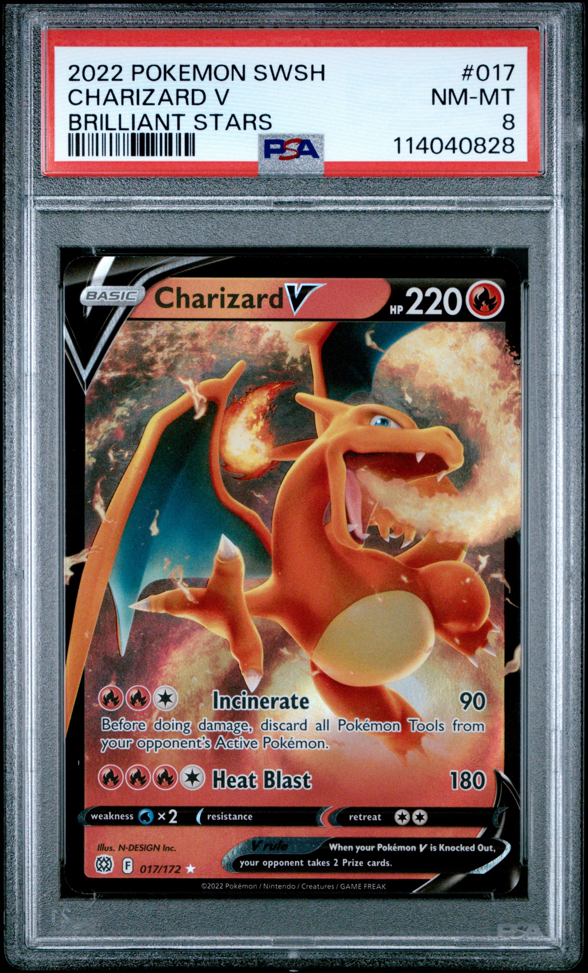 Graded Charizard V (017) - BRILLIANT STARS Pokémon Card