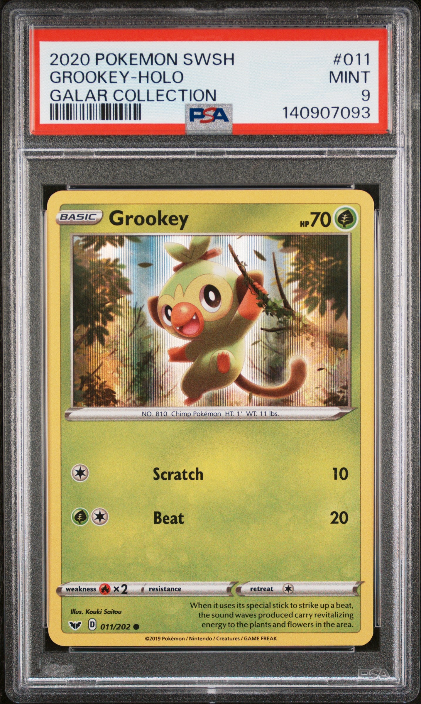 Graded Grookey Holo (011) - Galar Collection - PSA 9