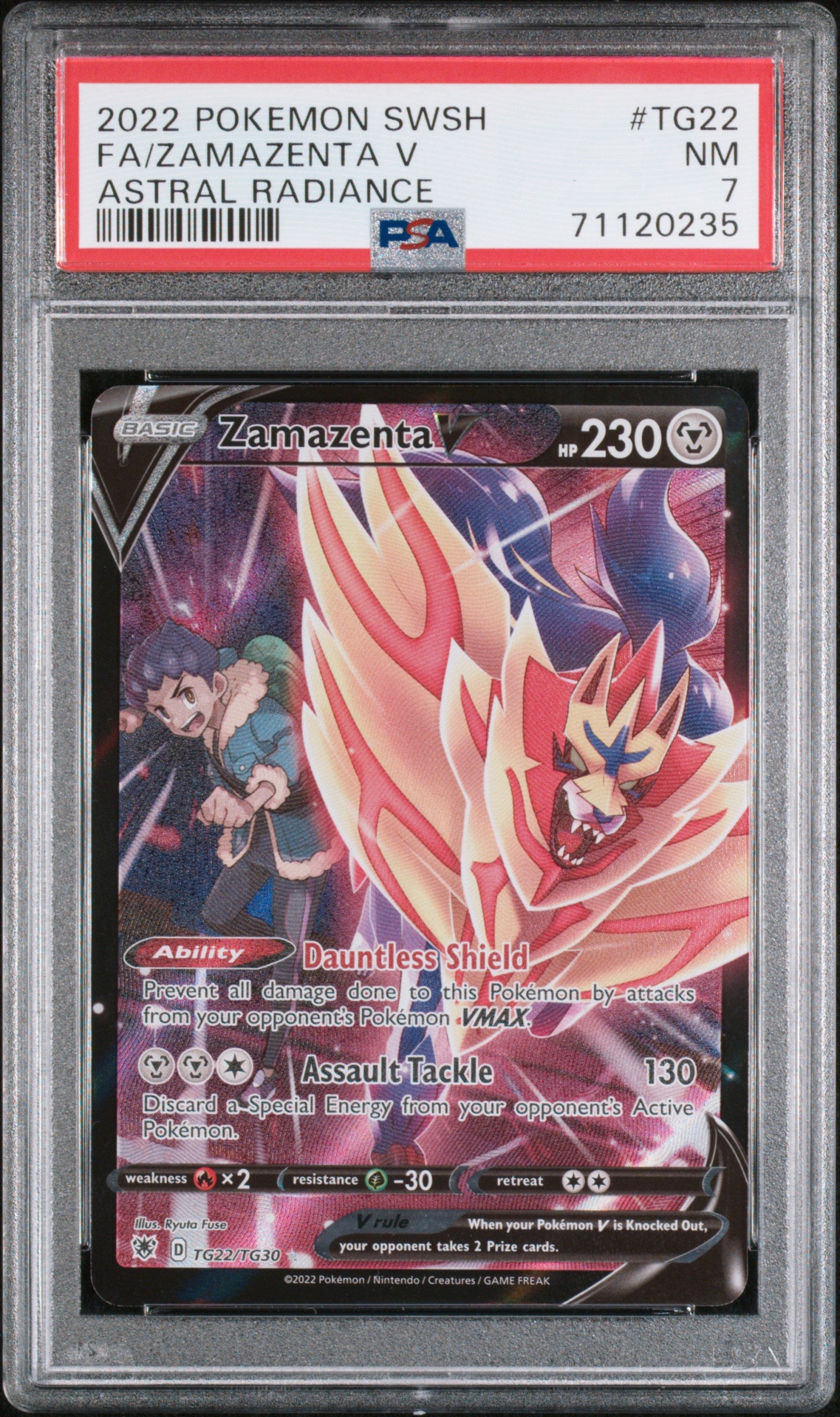 Graded Zamazenta V (TG22/TG30) Astral Radiance - PSA 7