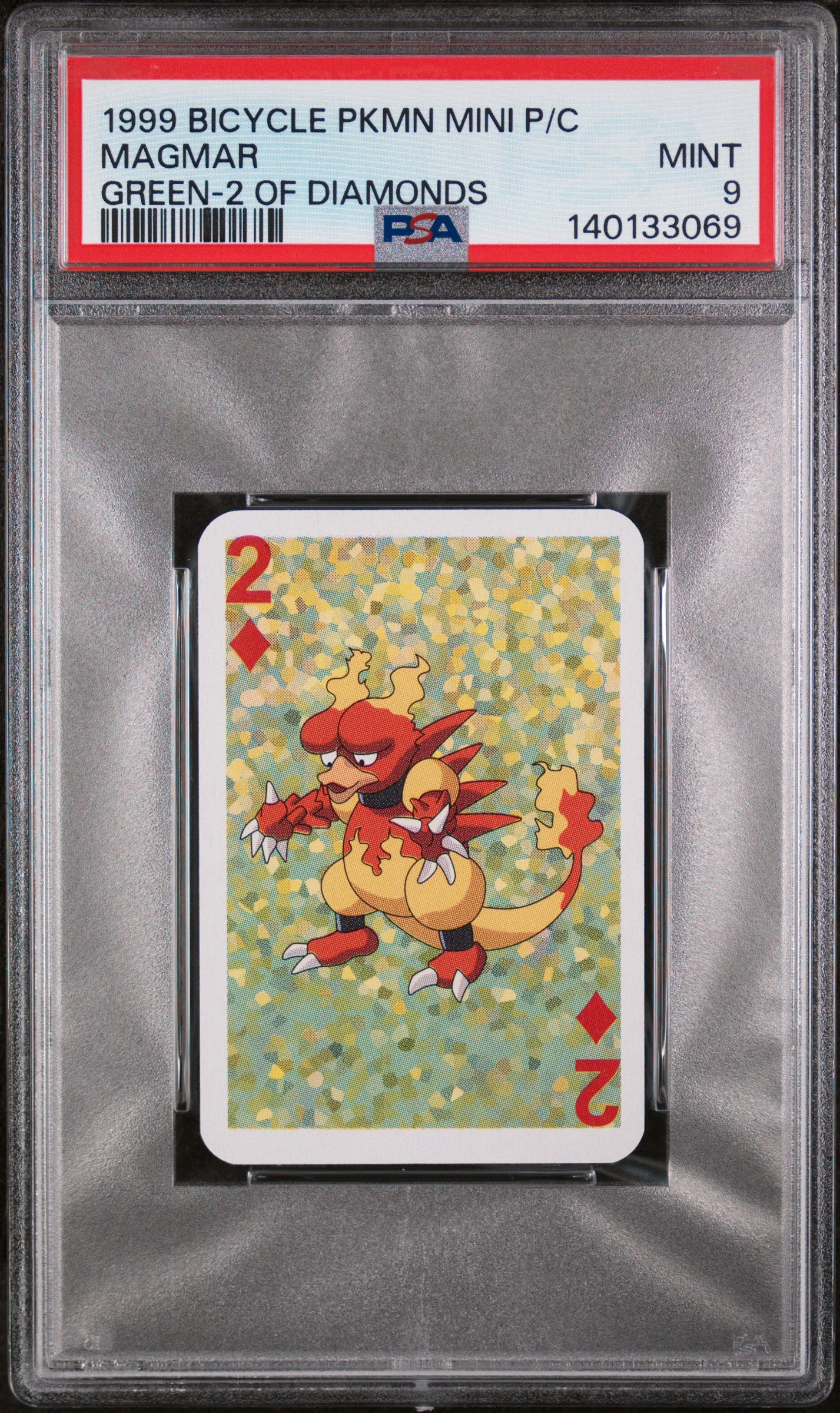 Graded Magmar () Bicycle Mini Playing Cards Green Deck - PSA 9