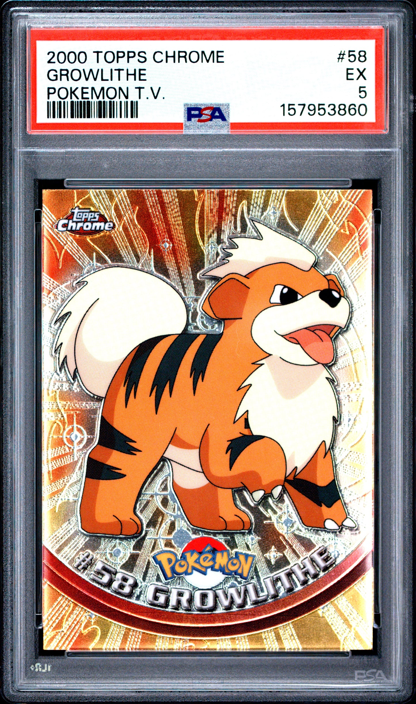 Graded Growlithe (58) Topps Chrome T.V. - PSA 5