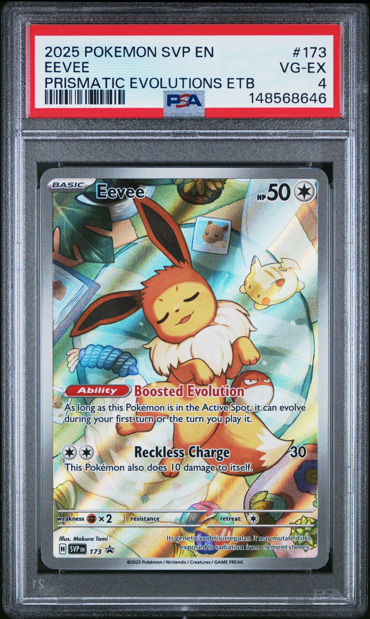 Graded Eevee (173/131) Prismatic Evolutions Elite Trainer Box - PSA Vg-Ex 4