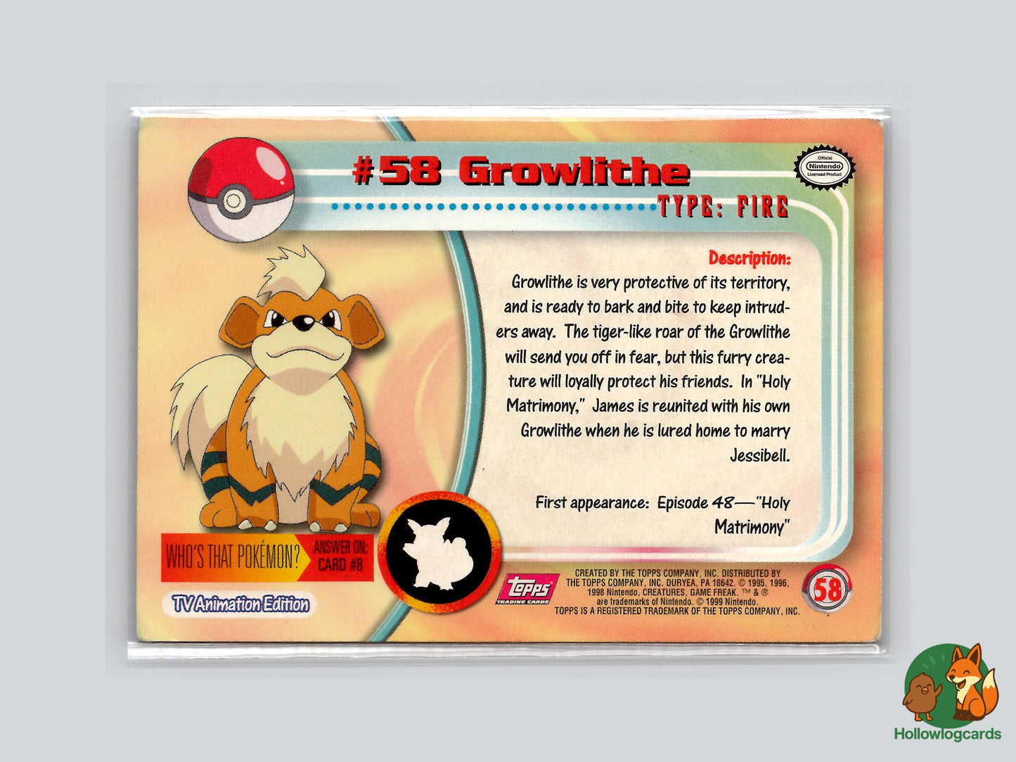 Growlithe (#58) - Topps Trading Cards Series 1