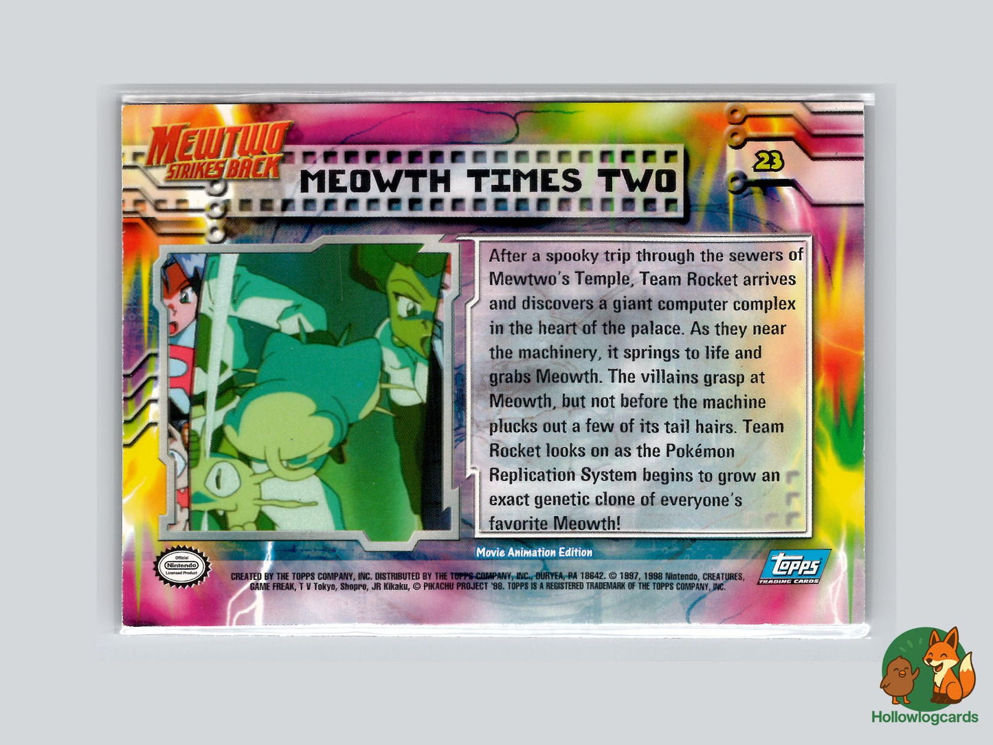 Meowth Times Two (#23) Silver Chrome Foil - Topps Mewtwo Strikes Back