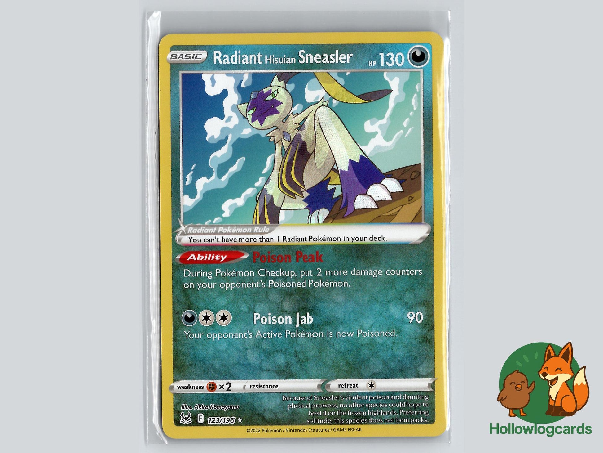 Radiant Hisuian Sneasler (123/196) - Lost Origin Pokémon Card