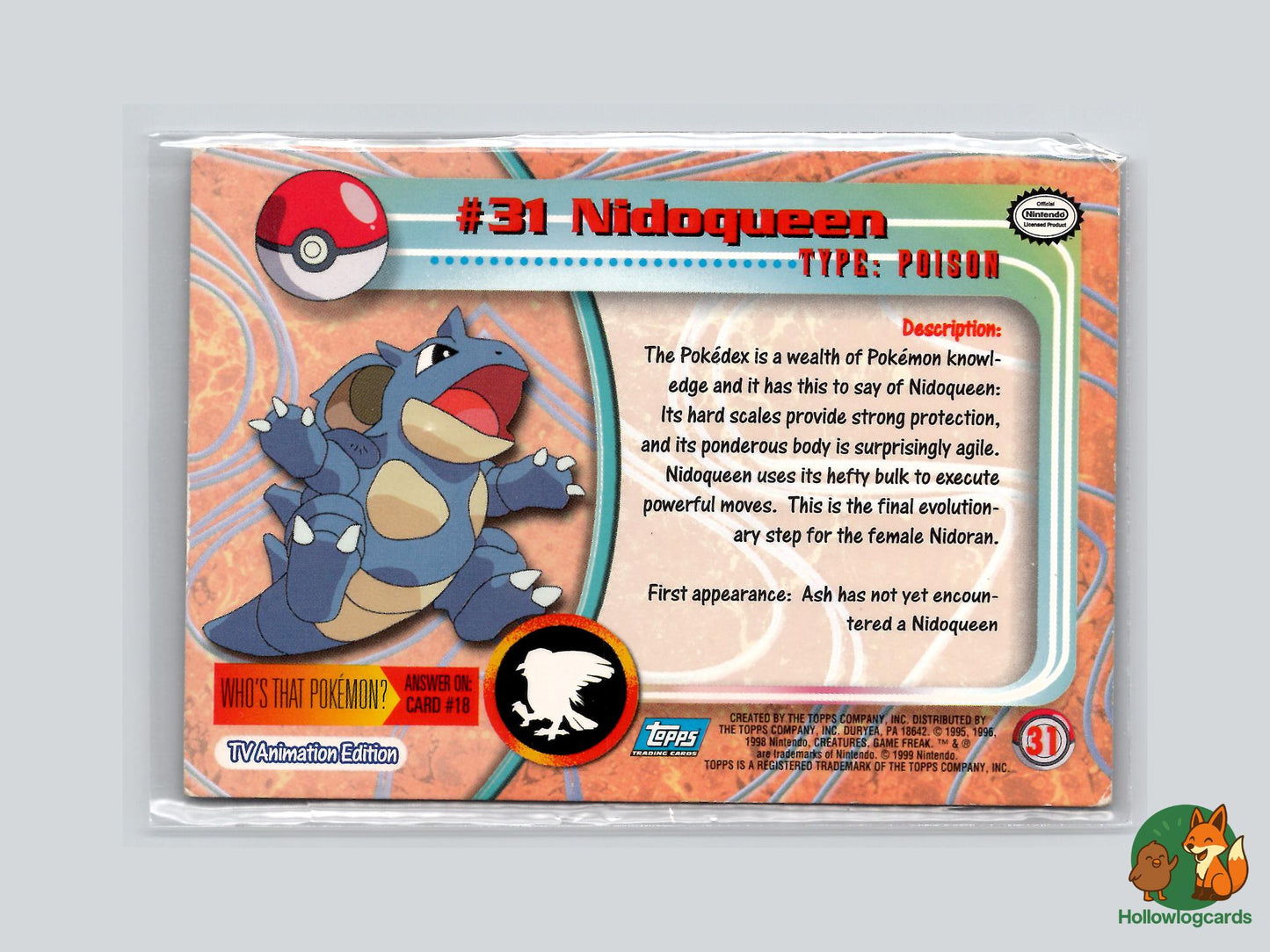 Nidoqueen (#31) Rainbow Foil - Topps Trading Cards Series 1