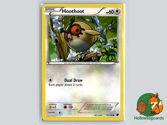 Hoothoot (91/116) - Plasma Freeze Pokémon Card