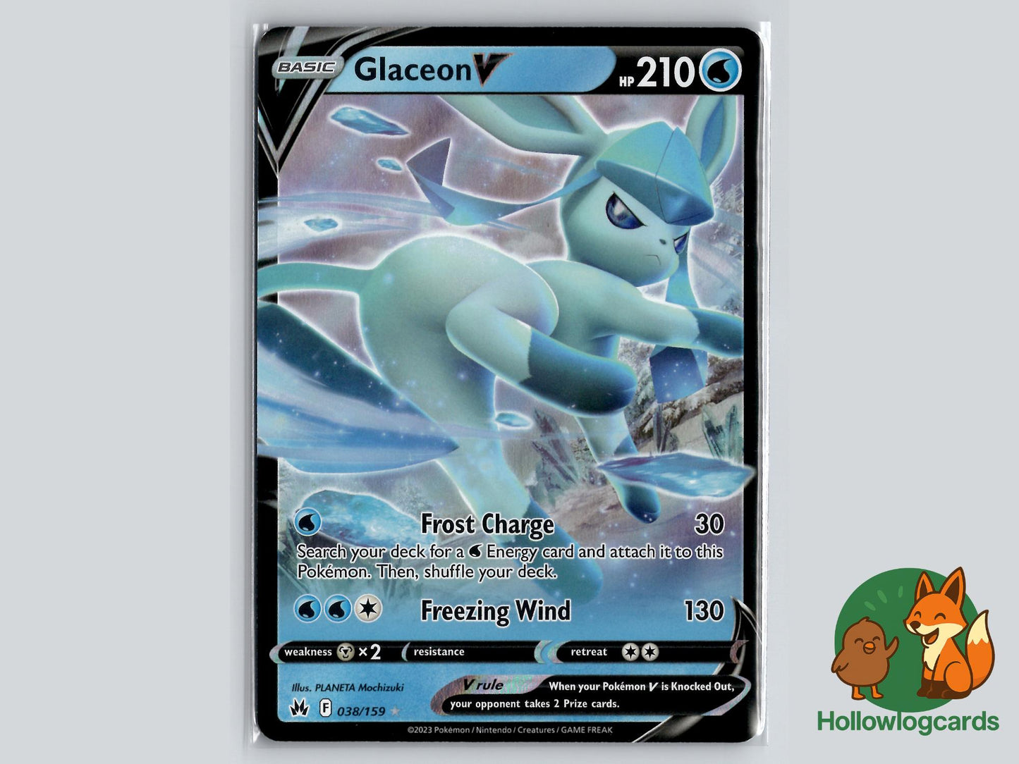 Glaceon V ( 038/159 ) Holo - Crown Zenith - Near Mint
