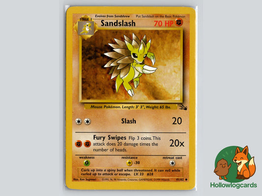 Sandslash (41/62) - Fossil Pokémon Card
