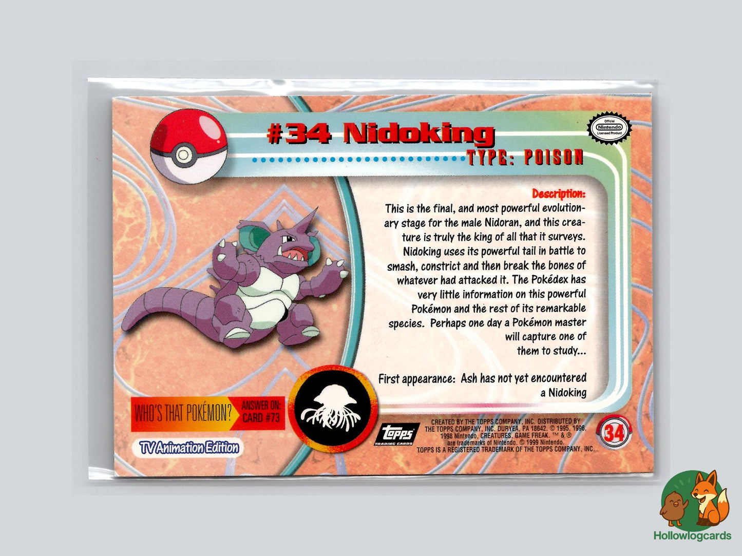 Nidoking (#34) Rainbow Foil - Topps Trading Cards Series 1