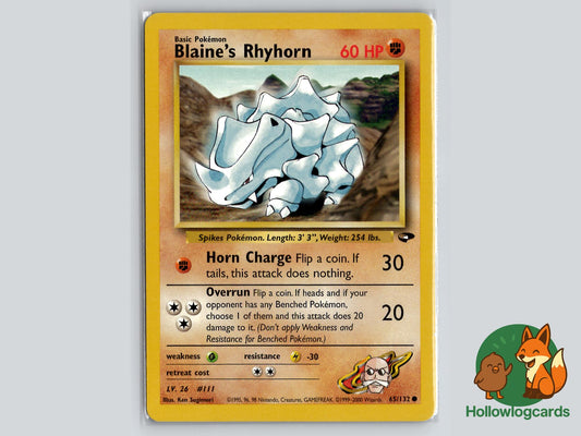 Blaine's Rhyhorn (65/132) - Gym Challenge Pokémon Card