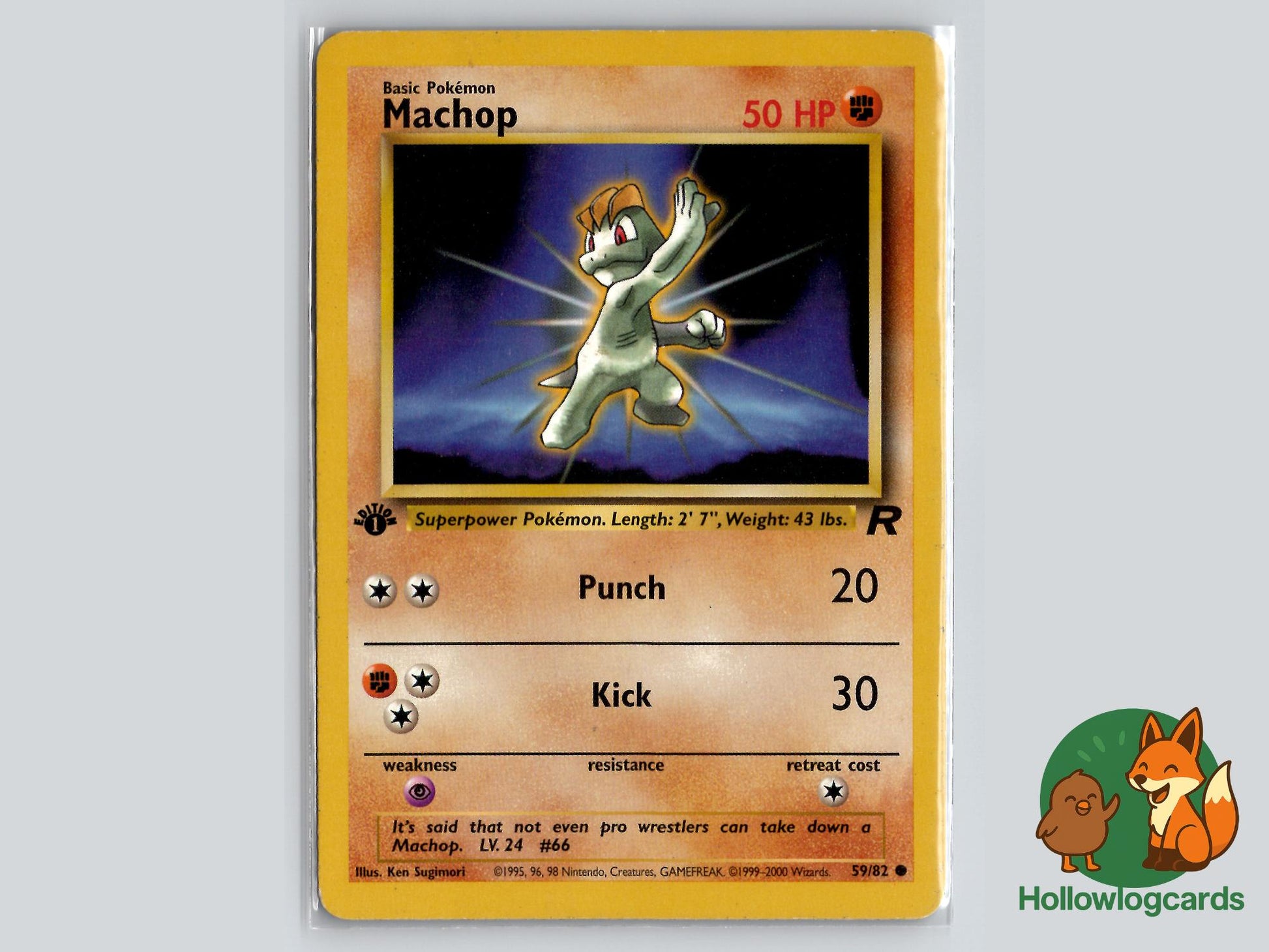 1st Edition Machop (59/82) - Team Rocket Pokémon Card