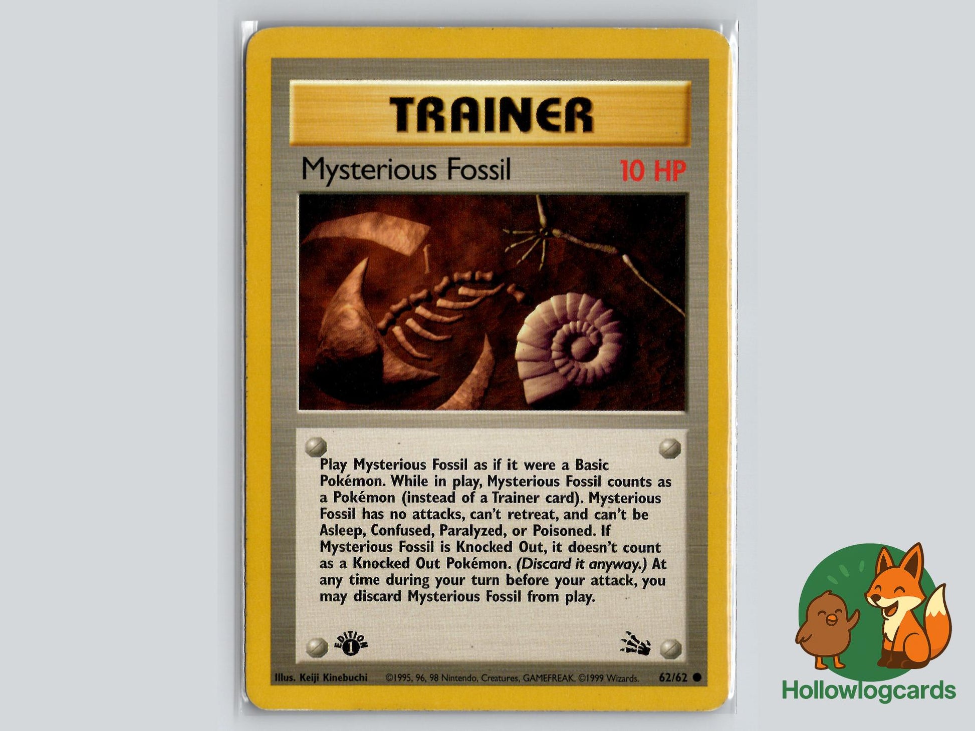 1st Edition Mysterious Fossil (62/62) - Fossil Pokémon Card