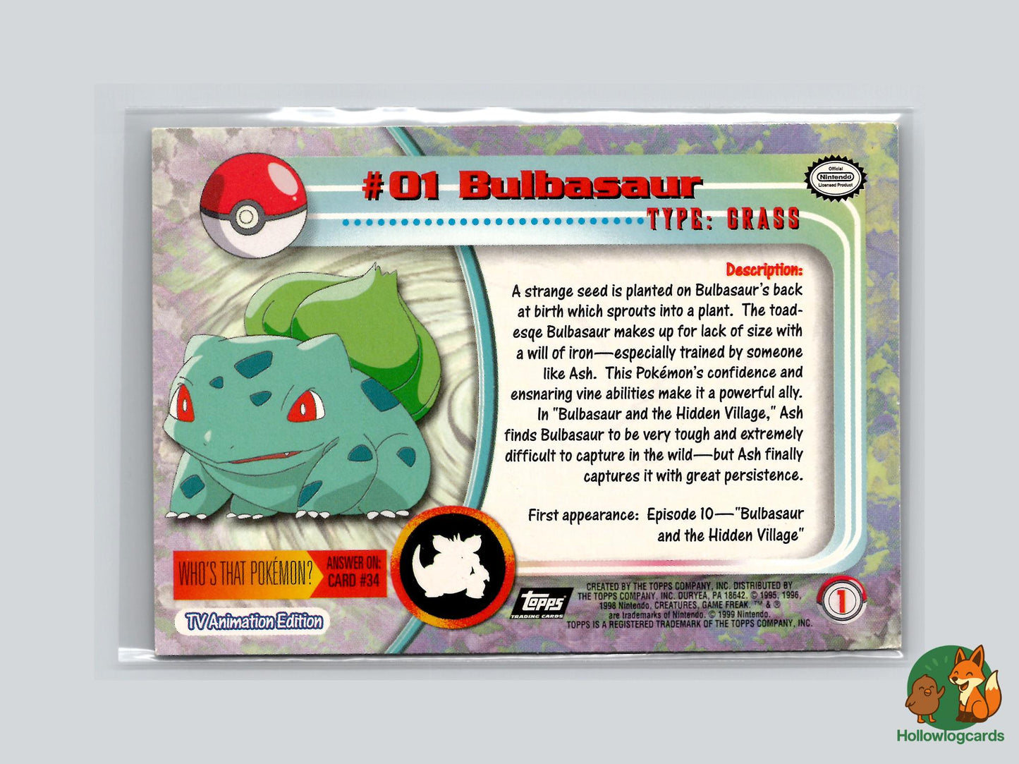 Bulbasaur (#1) Chrome Foil - Topps Trading Cards Series 1