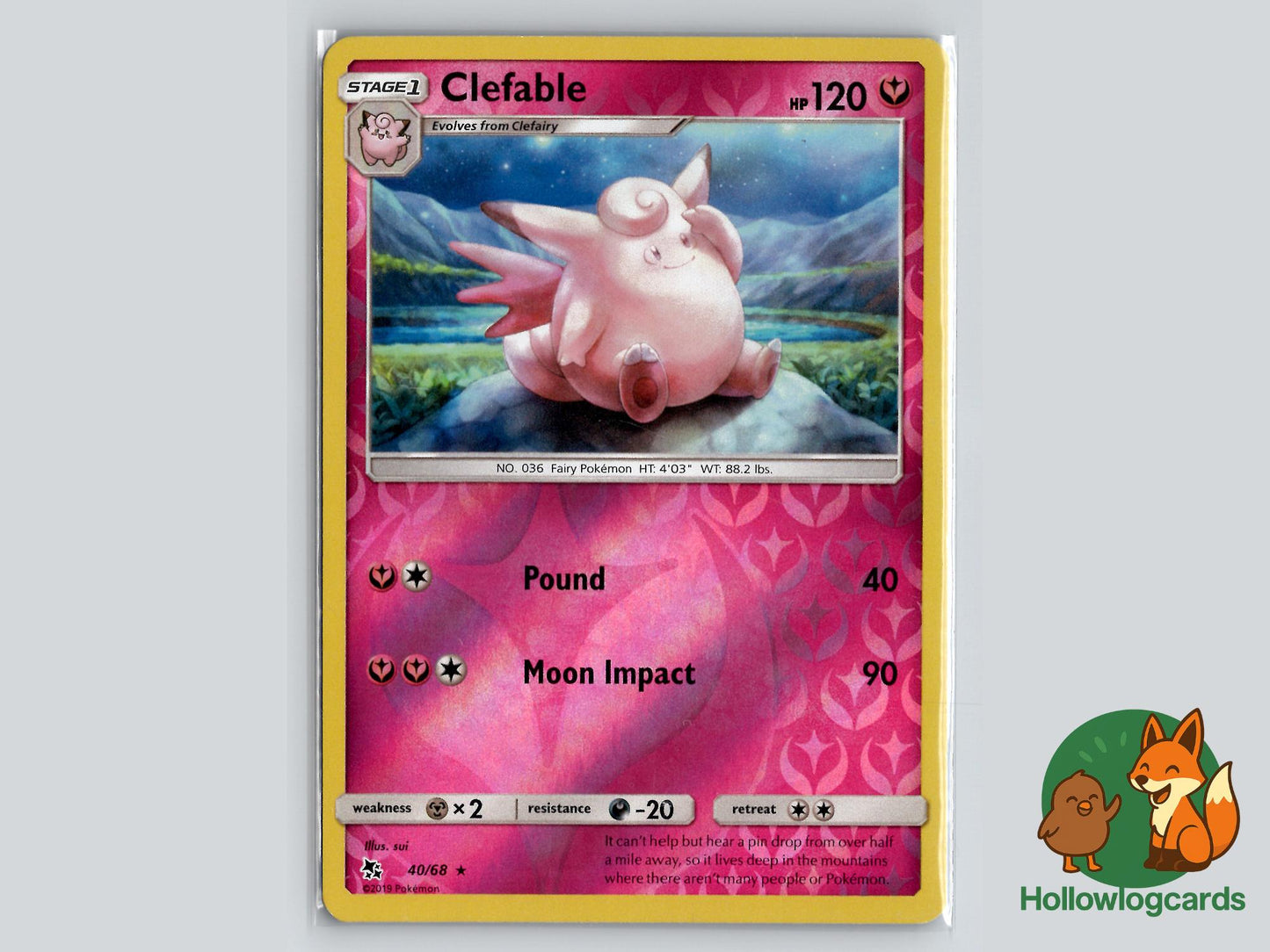 Clefable ( 40/68 ) Reverse Holo - Hidden Fates - Near Mint