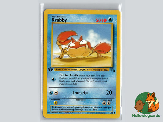 1st Edition Krabby (51/62) - Fossil Pokémon Card