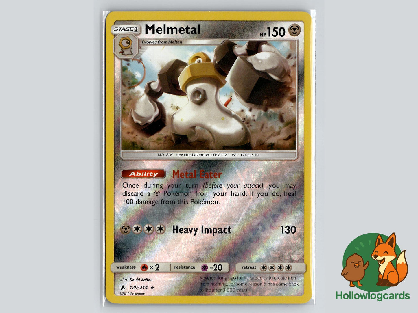 Melmetal ( 129/214 ) Reverse Holo Holo - Unbroken Bonds - Near Mint