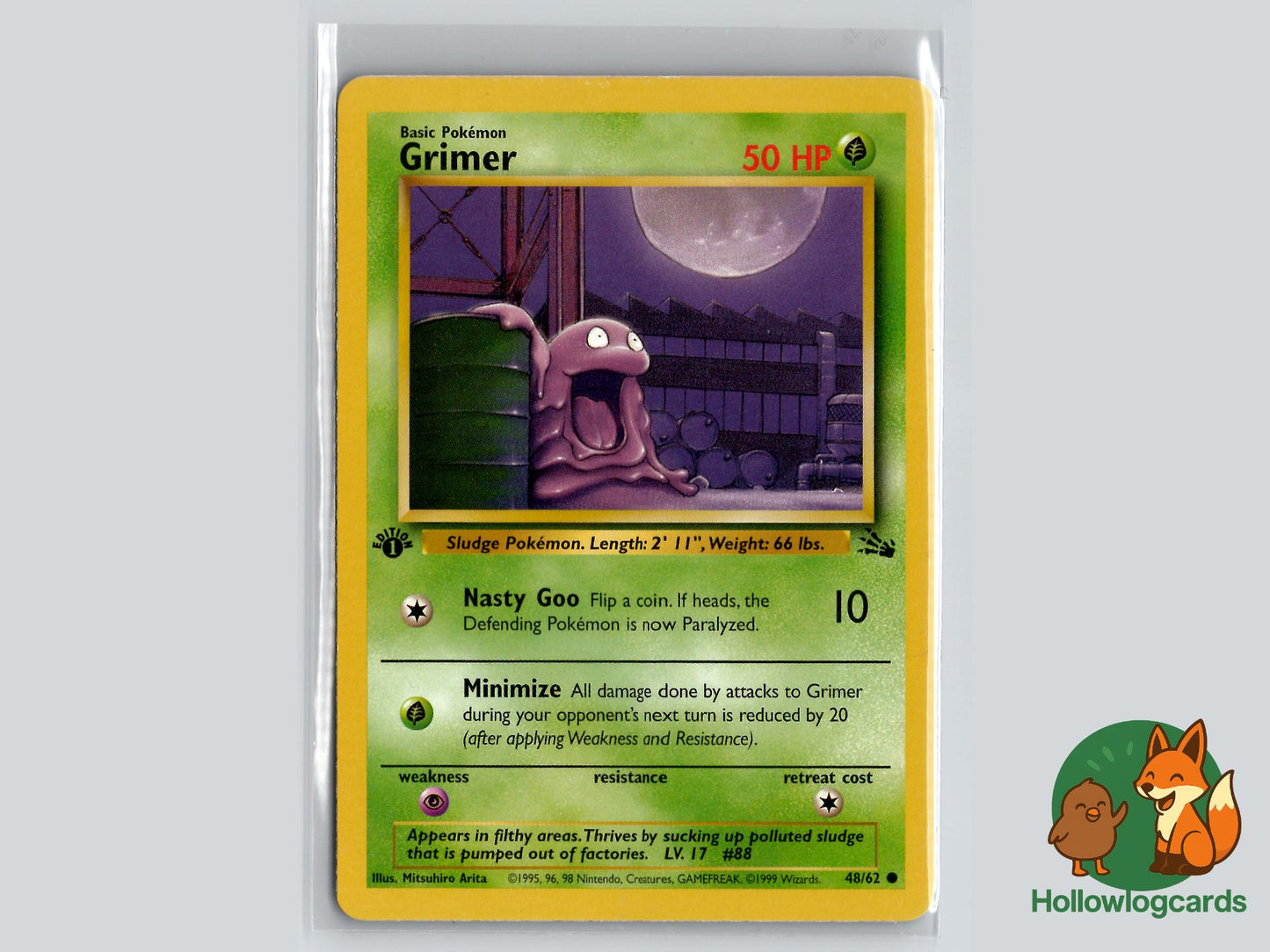 1st Edition Grimer (48/62) - Fossil Pokémon Card