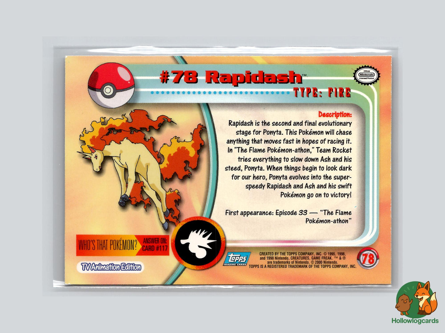Rapidash (#78) Rainbow Foil - Topps Trading Cards Series 2