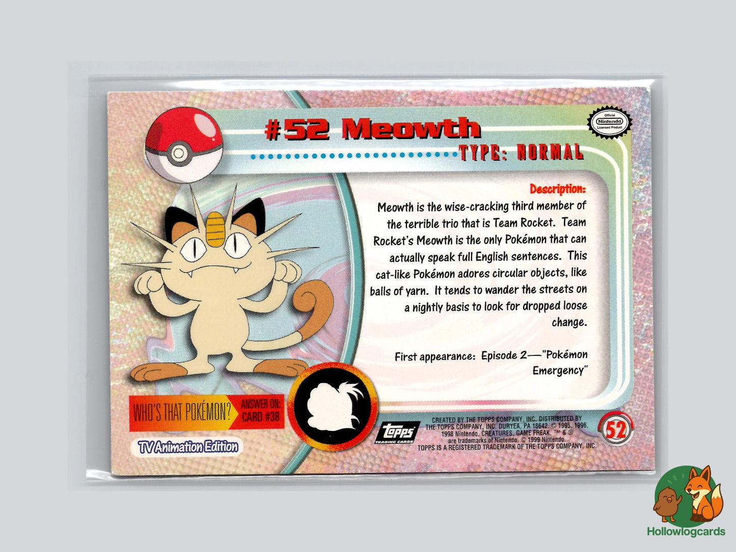 Meowth (#52) Chrome Foil - Topps Trading Cards Series 1