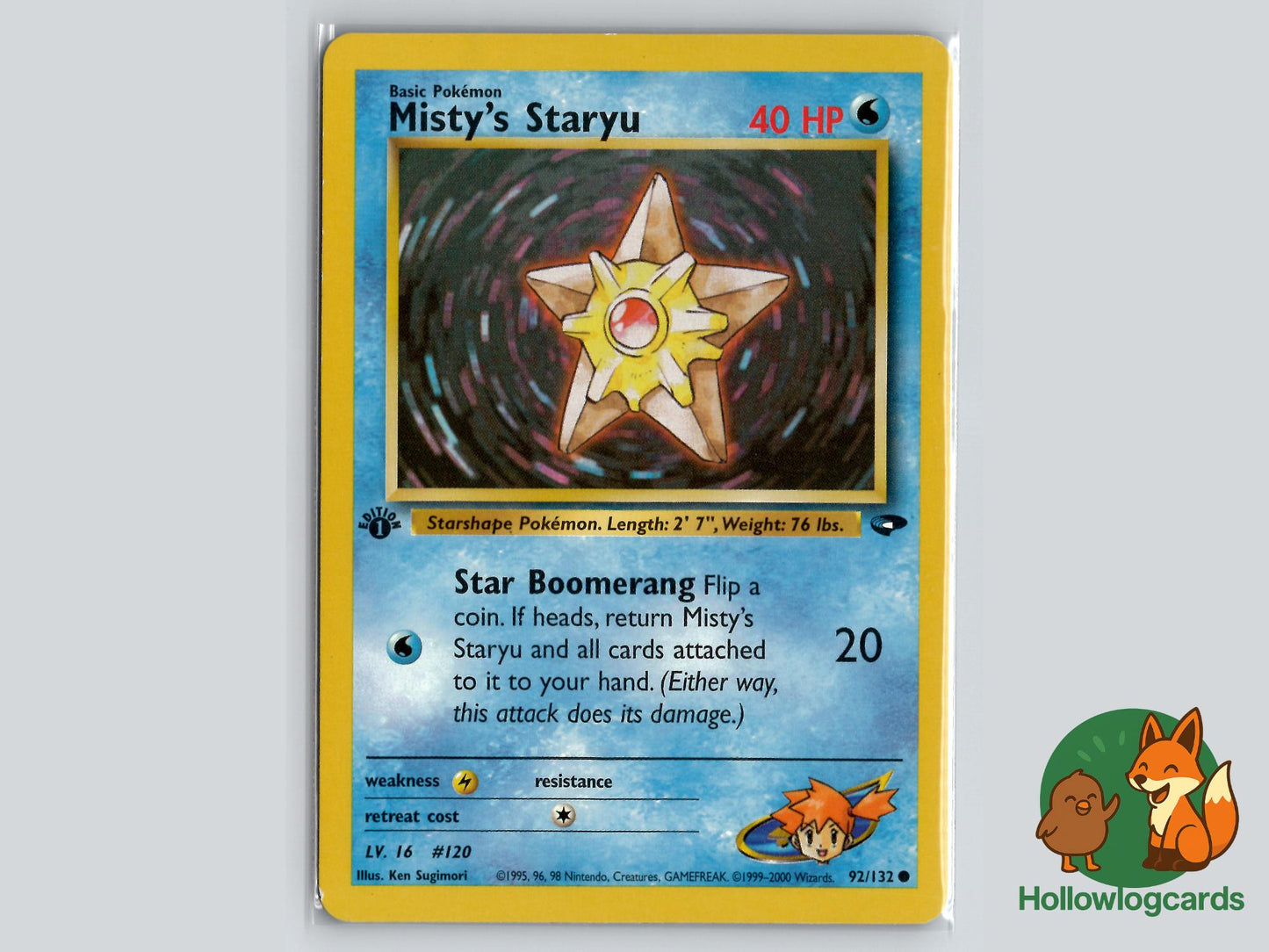 1st Edition Misty's Staryu (92/132) - Gym Challenge Pokémon Card