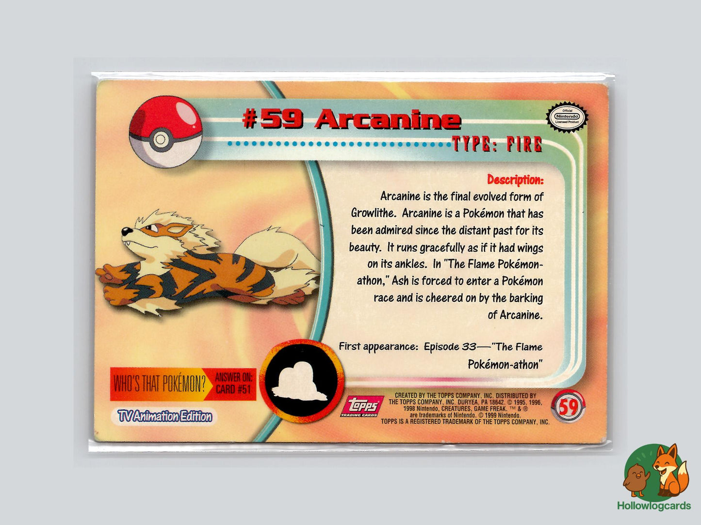 Arcanine (#59) - Topps Trading Cards Series 1