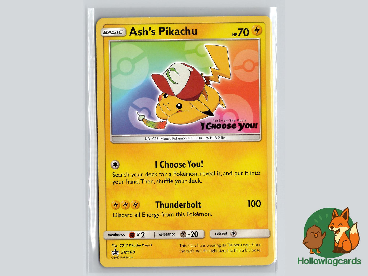 Ash's Pikachu (SM108) - Sun & Moon Pokémon Card
